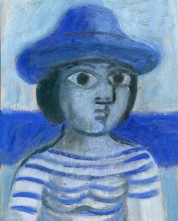 baigneuse bleue25x18:350:21:11:2003  - Peinture Huile - Raymond Debiève