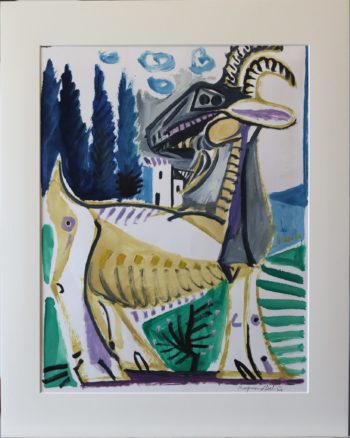 chèvre et maison - Peinture Huile - Raymond Debiève