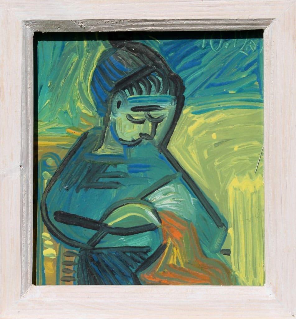 femme bleue - Peinture Huile - Raymond Debiève