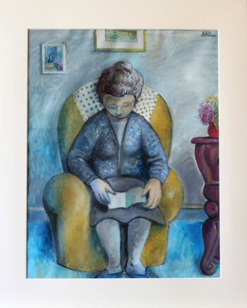 lecture dans le fauteuil - Peinture Huile - Raymond Debiève