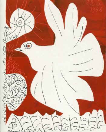 Pigeon sur fond rouge - Raymond Debiève