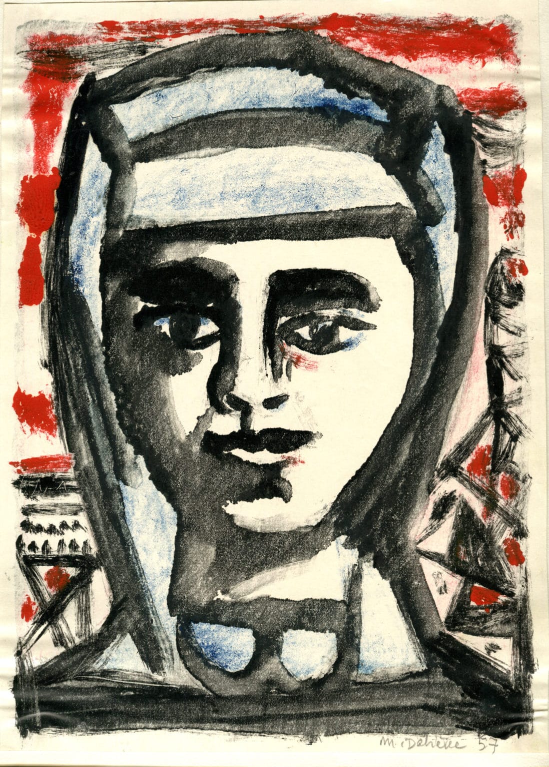 Femme de mineur - Michel Debiève - Monotype - 1957 - 18x21cm