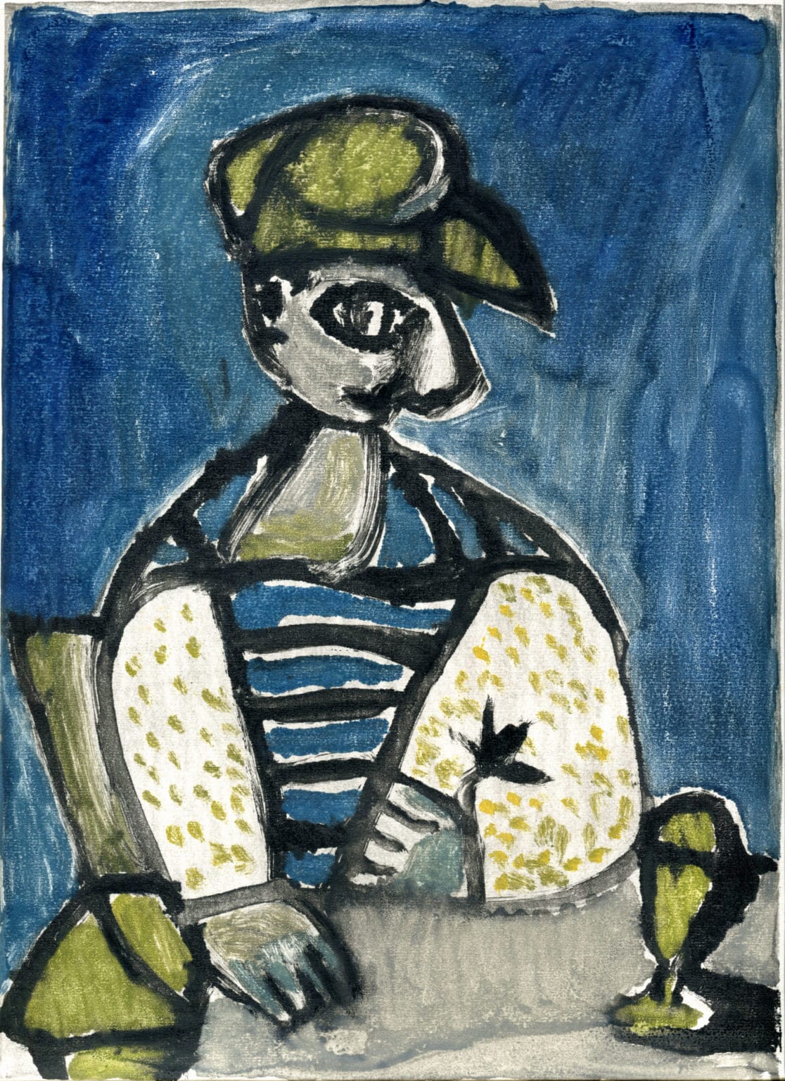 Homme au béret - Michel Debiève - Monotype - 1957 - 30 x 22
