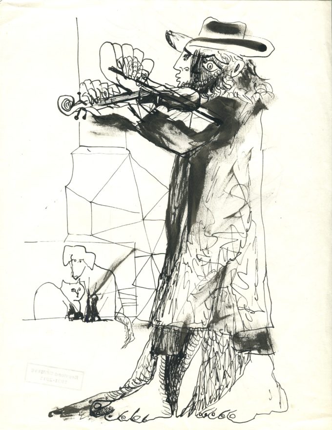 Raymond Debiève - violoniste 27x21 encre de chine