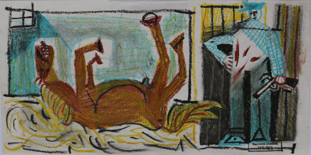 Le boucher - craie sur papier - 1960