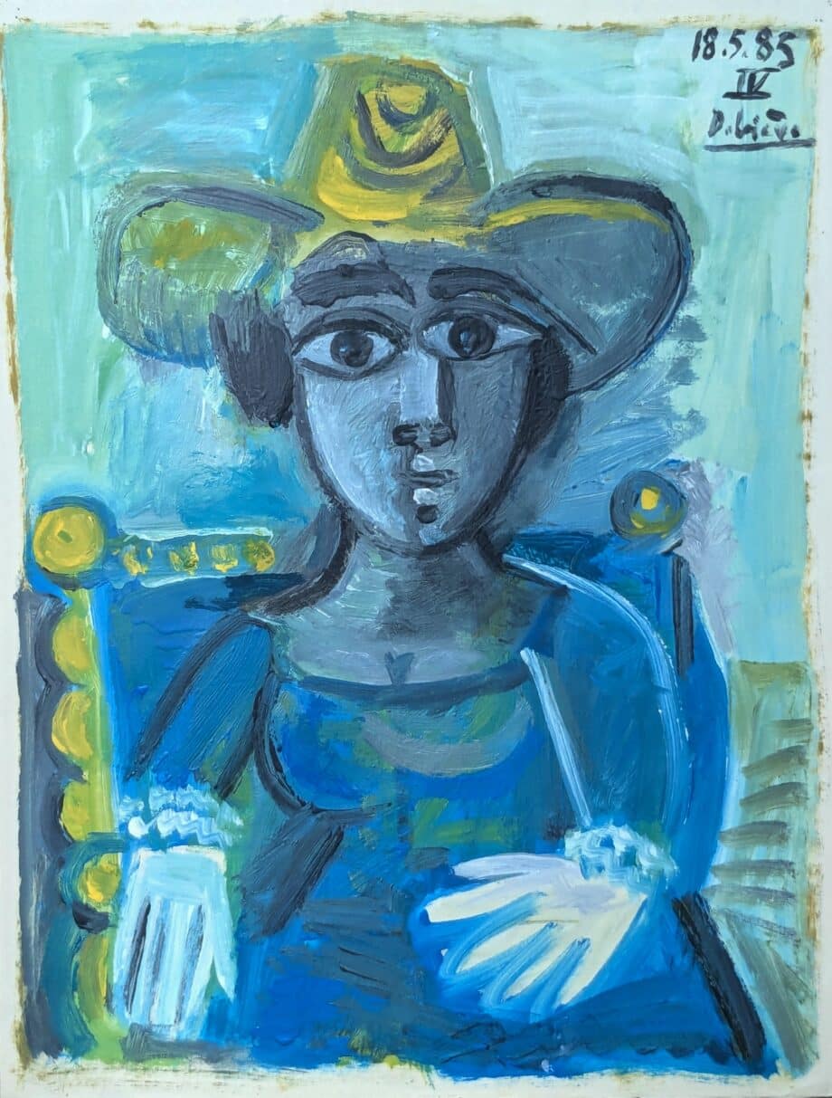 Jeanne au chapeau - Raymond Debiève - huile sur papier