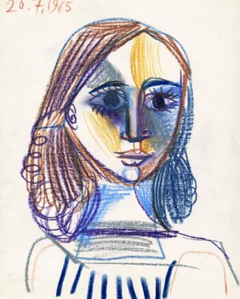 Femme frisée coiffe mauve - Raymond Debiève