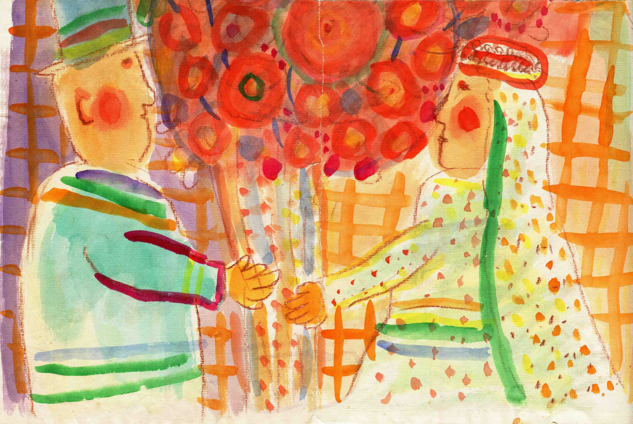 Raymond Debiève - Couple aux coquelicots