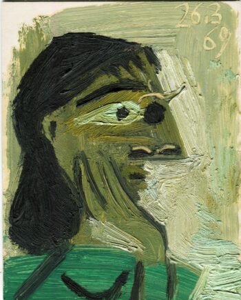 R. Debiève - Femme à l'oeil vert - 14x10