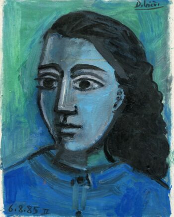 R. Debiève - Femme à la chemise bleue - 16,5x12,5